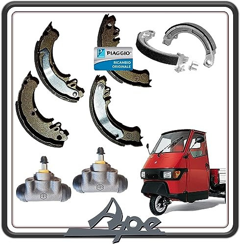 KIT COPPIA GANASCE FRENO FRENI ANTERIORE E POSTERIORE COMPLETO DI CILINDRETTI PER APE 50 ORIGINALE PIAGGIO.
