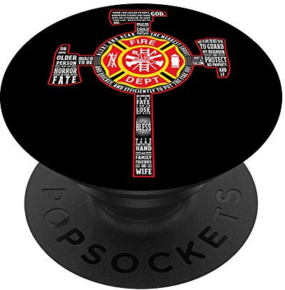 Croix de hache de pompier avec prière des pompiers PopSockets PopGrip Interchangeable