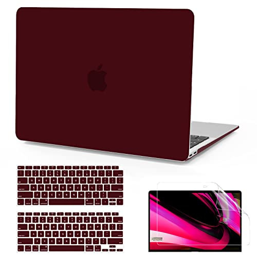 B BELK Compatible with MacBook Air 13 inch Case 2022 2021 2020 2019 2018 A2337 M1 A2179 A1932, Matte Plastic Hard Shell Case for MacBook Air 13.3 inch +Keyboard Cover +Screen Protector, Marsala Red