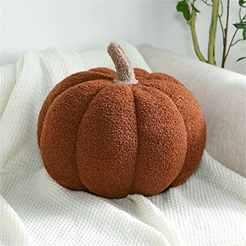 EXQUILEG 3D Plüsch Kürbis Dekokissen Kopfkissen Kissen Geburstagsgeschenke Sitzkissen Zierkissen für Kinderzimmer Sofa Dekoration (Braun,30cm)