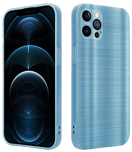 Cadorabo Hülle kompatibel mit Apple iPhone 12 PRO MAX Schutzhülle TPU Silikon Case Brushed Design mit Kameraschutz Slim Kratzfest Gummi mit Rundumschutz Case Hülle für iPhone 12 PRO MAX in Türkis