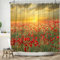 Bovlleetd 152x183cm Rideau De Douche Fleur Automne - Coucher De Soleil Romantique Jardin Salle De Bains - 3D Fleur Rouge Impression Imperméable Pour Baignoire