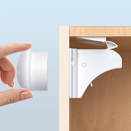 AOSITE - Candados magnéticos de seguridad para niños (paquete de 12 + 3 llaves), cerradura de seguridad para bebés para armarios y cajones con sin taladrar ni tornillos fijos