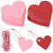 200 Stück Geschenkanhänger Klein, Herz Anhänger Papier mit 25m Schnur Faschingsdeko DIY Glücksbringer für Hochzeit Geburtstag Valentinstag Taufe Kommunion Karneval Feiertags Dekoration Rot Rosa