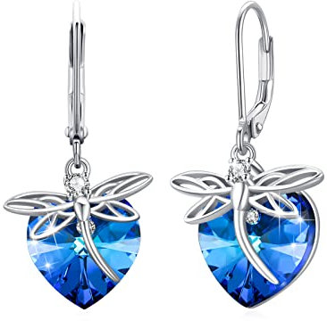 Mädchen Creolen Ohrring 925 Sterling Silber Kristall Tier Libelle Ohrringe für Kinder Kreolen Libelle Schmuck für Damen Tochter