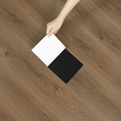 Yullpaper Pack of 24 PVC Flooring Self-Adhesive Wood Look Floor Stickers Living Room Kitchen Light Brown Wood Click Vinyl Flooring Washable Adhesive Vinyl 90 cm x 15 cm Vintage PVC Tiles Self-Adhesive