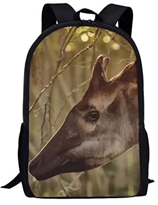 XVBCDFG Kinder Affe Rucksack für Mädchen Jungen Glatter Reißverschluss Große Kapazität Leichte Schulrucksäcke Kinder Verstellbare Träger Gepolsterter Tagesrucksack, Animal Okapi Print a, One size