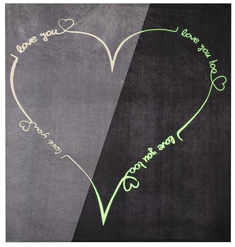 one-home Kuscheldecke Tagesdecke Love You Grau Glow in The Dark Kuschelig Flauschig Warm Soft Fleece Nicki Wohndecke Couch Sofa Decke Geschenke für Frauen, Größe: 150x200 cm