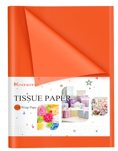 NACHLYNN 100 Blatt Orange Tissue Paper Bulk 14 x 20 Zoll Geschenkpapier Kunst Seidenpapier Basteln für Halloween Erntedank Geburtstag DIY Festival Feiertage Basteln Geschenke Dekor
