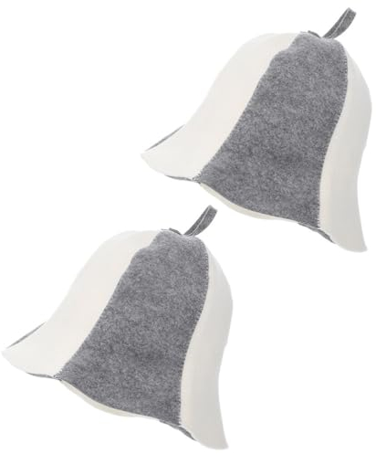 TOVINANNA Sauna Hat Pack of 2 Felt Bath Hat Banja Cap Made of Russian Wool Breathable Vaporarium Hat with Loop Bath Accessories for Men and Women Sauna Shower Bath Steam (Black White)