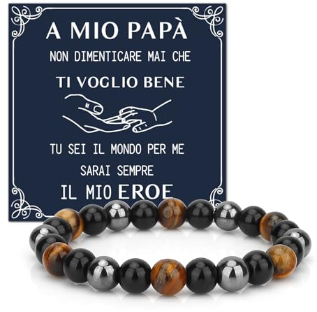 GuavaGlide Regalo Papà, Festa del Papa Idee Regalo, Regali Festa del Papà, Regali Per Papà, Idee Regalo Papa Compleanno, Regalo Festa del Papà Personalizzato, Ossidiana Bracciali Uomo
