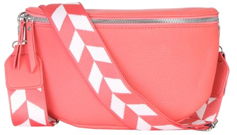simaranda Damen Bauchtasche stylisch Umhängetasche Hüfttasche Bodybag Gürtel Crossbody Bag Schultertasche mit Verstellbaren Gurt 25 (Lachs, Klein 23 x 14 x 7 cm)