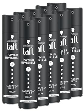 Schwarzkopf Taft Haarspray Power Invisible (10 x 250 ml), Haltegrad 5 Haarstyling, Haarspray für alle Haartypen, Nicht klebend und ohne zu beschweren, Vegane Formel*