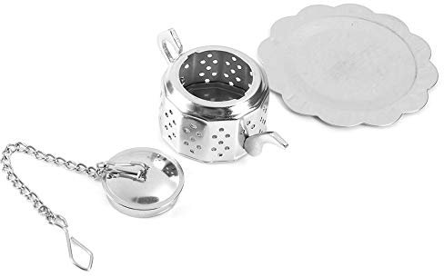 Teesieb für Losen Tee, Tea Infuser aus Edelstahl, Teekannenform mit Einfachem Öffnungsknopf und Abtropfschale für Küche, Wohnzimmer