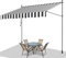 Jiubiaz Klemmmarkise Ohne Bohren, 200cm Breit, Balkonmarkise mit Handkurbel, Sonnenmarkise für Terrasse, höhenverstellbar, UV-beständig, Sonnenschutz, Manuell Einziehbar, Grau und Weiß