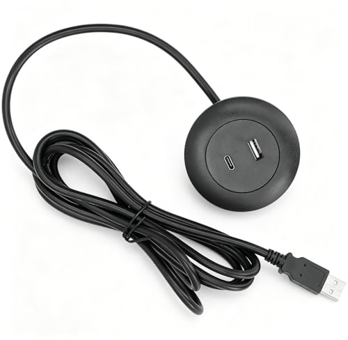 Charging Port Embedded USB C Power Strip 1.8 Inch Round Desktop Charger Scoket Station 5V Power Grommet for Table, Desk, Sofa