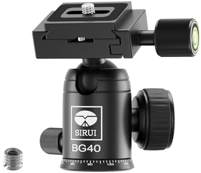 SIRUI Testa a sfera per treppiede, testa a sfera panoramica professionale in metallo rotante a 360°, con piastra a sgancio rapido, carico fino a 10 kg, per treppiedi, monopiede, slider, fotocamera