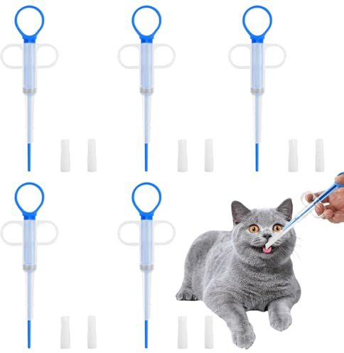 stroyayo Tablettengeber für Katzen,5er-Pack Tabletteneingeber Katze,Tablettengeber Katze Einfache Verabreichung für Katzen und Kleine Hunde,Schützt Zähne und Zahnfleisch