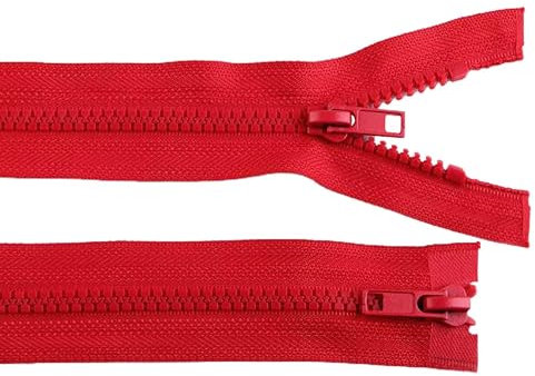 1 Reißverschluss 2-Wege 5mm 85 cm teilbar Autolock Doppelzipper Farbwahl, Farbe:rot