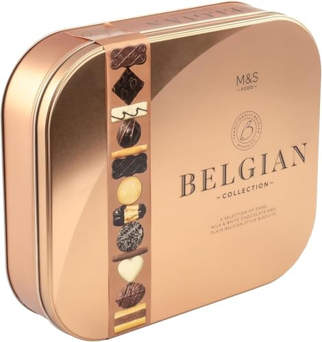 M&S Marks and Spencer Biscuits Belgian Collection Tin 500g Dark, Milk & White Chocolate
