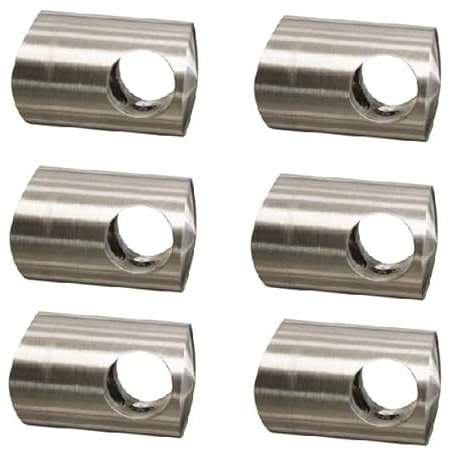 6 x Edelstahl Querstabhalter Ø Stab 12 mm Rundrohr Ø 42,4mm V2A Traversenhalter VA Treppengeländer Geländer Treppen Balkongeländer Terrassengeländer Balkon Terrasse (6Quer1242)