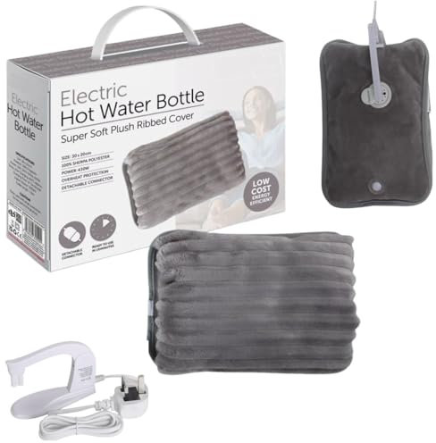 Grey Rechargeable Electric Hot Water Bottle | Hand & Body Warmer Massaging | Fast Heating Heat Pad Cozy Pain Relief | Auto Shut-Off & Overheat Protection | No Refill | 30 x 29 cm