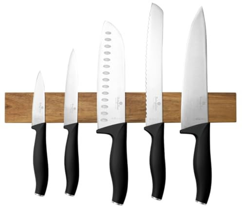 Berlinger Haus Lot de 6 porte-couteaux magnétiques en bois d'acacia - Noir mat - Collection BH-2943