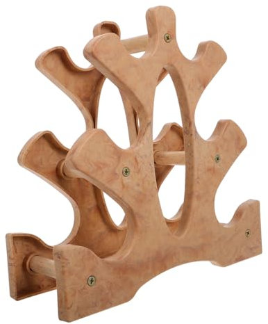 TOKIDNY Dumbbell Rack Storage Stand Small Wooden 3-tier Weight Plate Organizer Workout Equipment Holder for Home Gym Training