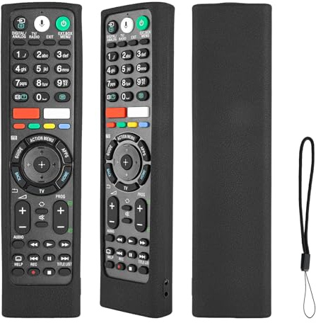 Silicone Remote Control Case Compatible with Sony RMT-TX100D RMT-TX102D RMT-TX300E RMF-TX310E RMF-TX200E TV Remote Control Shockproof Protective Cover with Lanyard (Black)