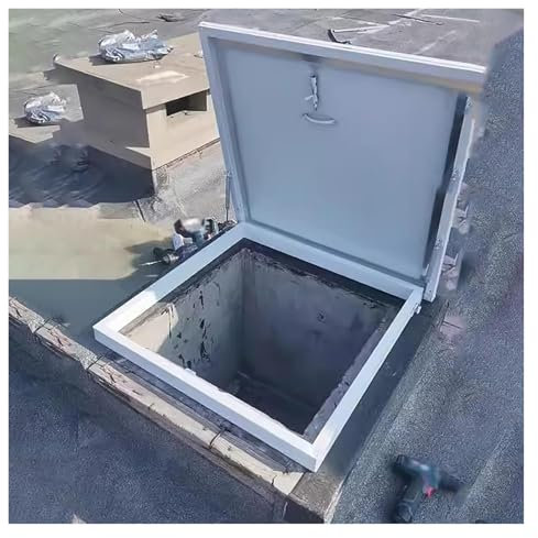 PEYNIR Dachluken Flachdächer Für Wohngebäude Lukendeckel, Aluminium Rechteck Villen Abschließbare Dachluke Deckel Anpassbar Heavy Duty Wartungstür Fluchtweg Mit Bolzen(LXW-55x55cm/21.7x21.7in)