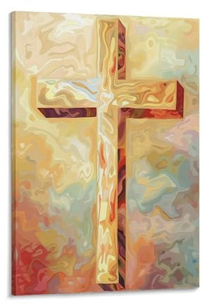 VFKLZCNYR Cross 3D Leinwanddrucke Wandkunst Von Ölgemälden Bilder Für Wohndekorationen Moderne Gestreckte Und Gerahmte Kunstwerke 20x30inch(50x75cm)
