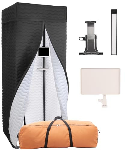 Pro Vocal Booth | Portable Sound Isolation Booth for Crystal-Clear Recording - Ideal for Voice Over, Podcasts, Singing | Quick Setup & Mobile Home Studio with Travel Bag (Wavy-White, L)