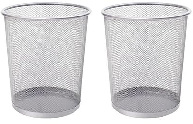 Home Vista Grey Stainless Steel Mesh Office Bin 2Pk - Waste Paper Bin for Bedroom-Lounge-Under Desk, Durable & Lightweight Basket for Home & Office – Small Waste Paper Bins for Efficient Organization