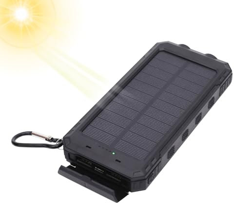 Cargador Solar Portátil - Carga Rápida - 20000mAh Carga Rápida Inalámbrica con Linterna para Camping Senderismo Exteriores