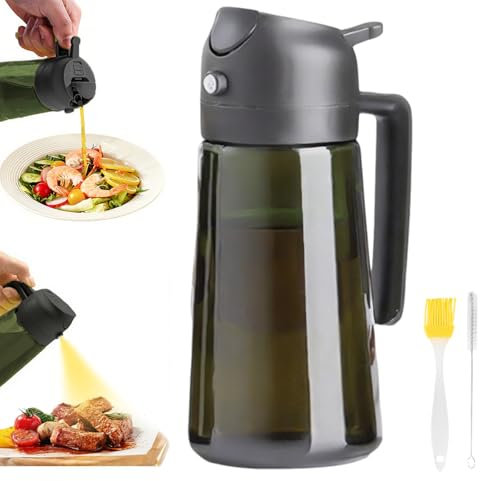 Keethem Botella dispensadora de aceite de oliva, pulverizador de aceite de grado alimenticio para cocinar, dosificador de aceite de 470 ml para cocina, pulverizador de aceite de oliva para freidora de