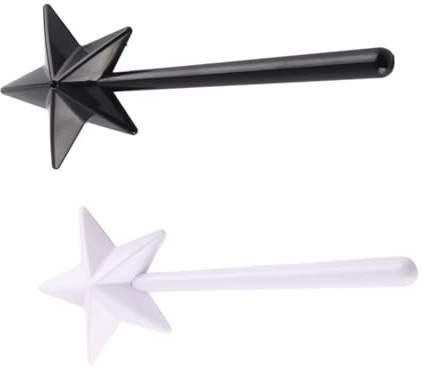 Wand Shape Salt Shaker Cute Star Shaped Plastic Salt Dispenser Black White Kitchen Supplies for Home Dining Room 2Pcs