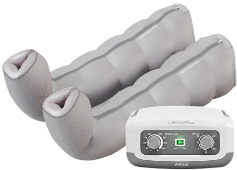 Bottes de Pressothérapie, Appareil de Massage par Compression, Massage Jambes et Pieds Fatigués, 6 Chambres Superposées, Pression d’Air 30–250 mmHg (Unité et Jambières)