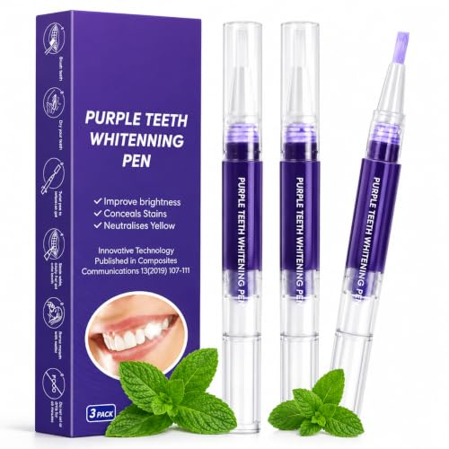 Lila Zahnweiß-Stift 3er Set, Teeth Whitening Pen, Mildes Bleaching Zähne Gel