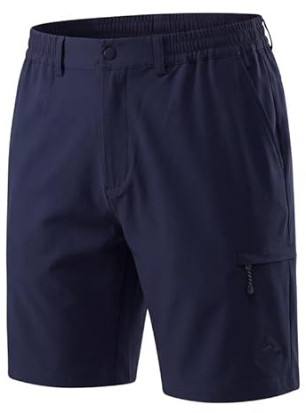 Pioneer Camp Pantaloni corti da uomo, funzionali, resistenti, impermeabili, per attività all'aria aperta, con elastico e comoda tasca laterale con cerniera per il tempo libero, blu navy, M