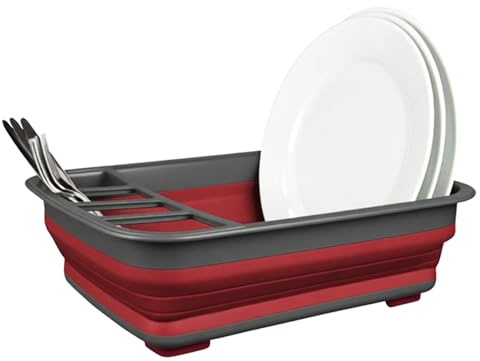 Edco ABTROPFGITTER faltbar 36x31cm Rot Abtropfgestell Abtropfständer Geschirrständer Abtropfkorb Korb Camping 39