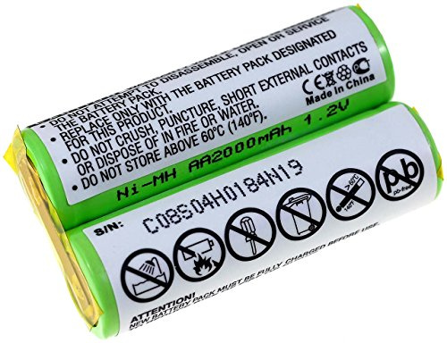 batterie compatible pour Panasonic ER153, NiMH, 2000mAh, 2,4V, 4,8Wh, vert