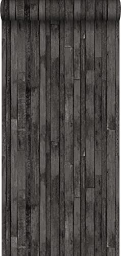 papier peint imitation bois noir - 138815 - de ESTAhome