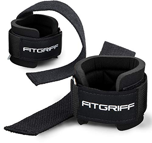 Zughilfen mit Handgelenkschutz von FITGRIFF - Comfort Zughilfe für Krafttraining, Fitness, Bodybuilding und Gewichtheben - für Frauen und Männer - 2 Jahre Gewährleistung (Schwarz)