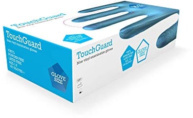 TouchGuard Gants jetables en vinyle bleu, non-poudré, boîte de 100, taille S