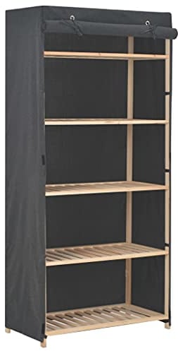 vidaXL Kleiderschrank Stoffschrank Garderobenschrank Garderobe Schrank Schlafzimmerschrank Wohnzimmer Schlafzimmer Grau 79x40x170 cm Stoff