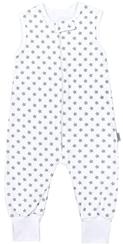 TupTam Gigoteuse à Pied – Turbulette Bébé Été Légère 0.5 TOG, Coton OEKO-TEX, Gris étoiles/Blanc, 104-110