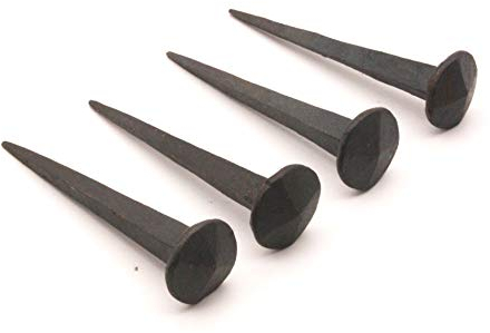 Clavo de hierro negro forjado a mano hecho a mano tradicional antiguo antiguo rústico rosa con cabeza victoriana forjada de hierro negro para manualidades, puertas muebles decorativos (25 mm)