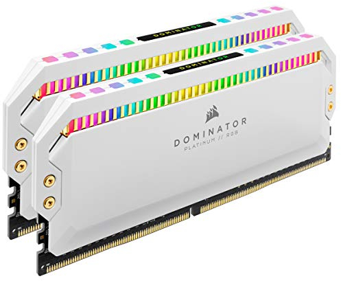 Corsair DOMINATOR PLATINUM RGB 32GB (2x16GB) DDR4 3200 (PC4-25600) C16 1.35V Desktop Memory - White, CMT32GX4M2E3200C16W