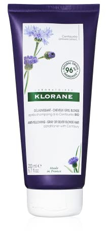 Klorane Vegetable Purple Conditioner with Centaury, Brightens Blonde or Grey Hair, Neutralises Unwanted Yellow and Copper Tones, Free from Parabens, Silicone and Sulphates, 180ml