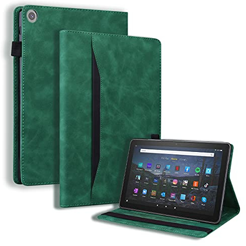 LMFULM® Case for Amazon Kindle Fire HD 8 2016/2017/ 2018 (8.0 Inch) PU Leather Case Protective Shell Smart Case with Sleep/Wake Stand Case Flip Cover Wallet Style Green
